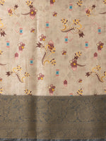 Thumbnail for Beige Tissue Silk Digital Print Floral Saree with Unstitched Blouse - Hiral Fashion - Distacart