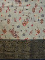 Thumbnail for Gray Tissue Silk Digital Print Floral Saree with Unstitched Blouse - Hiral Fashion - Distacart