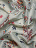 Thumbnail for Gray Tissue Silk Digital Print Floral Saree with Unstitched Blouse - Hiral Fashion - Distacart