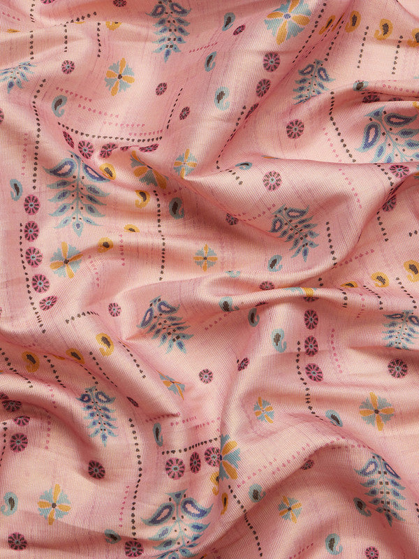 Purple Tissue Silk Digital Print Floral Saree with Unstitched Blouse - Hiral Fashion - Distacart