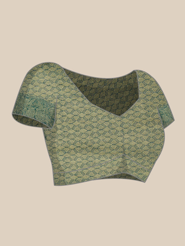 Turquoise Tissue Silk Digital Print Geomatric Saree with Unstitched Blouse - Hiral Fashion - Distacart