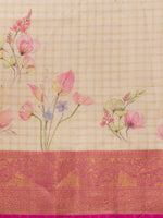 Thumbnail for Beige Munga Silk Digital Print Floral Saree with Unstitched Blouse - Hiral Fashion - Distacart