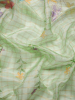 Thumbnail for Green Munga Silk Digital Print Floral Saree with Unstitched Blouse - Hiral Fashion - Distacart