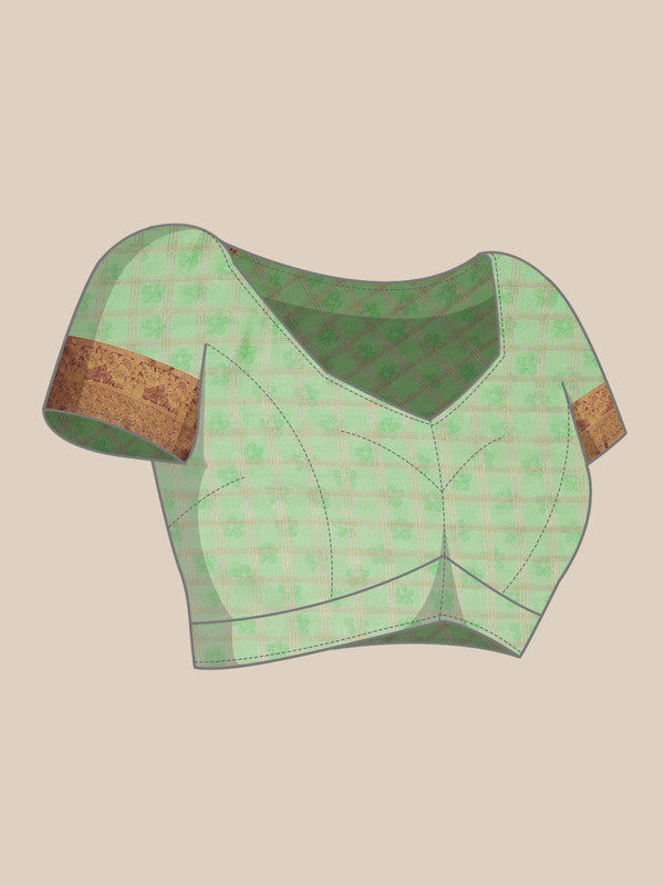 Green Munga Silk Digital Print Floral Saree with Unstitched Blouse - Hiral Fashion - Distacart