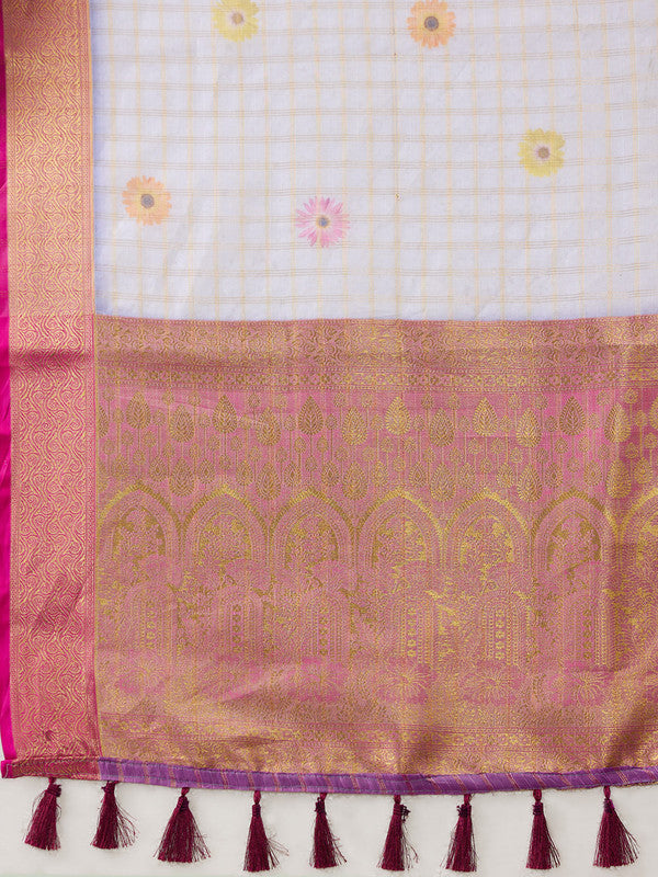 Lavender Munga Silk Digital Print Floral Saree with Unstitched Blouse - Hiral Fashion - Distacart