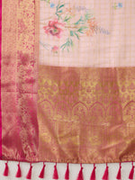Thumbnail for Pink Munga Silk Digital Print Floral Saree with Unstitched Blouse - Hiral Fashion - Distacart