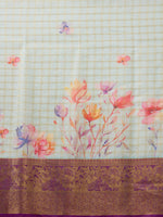 Thumbnail for Sky Blue Munga Silk Digital Print Floral Saree with Unstitched Blouse - Hiral Fashion - Distacart