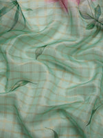 Thumbnail for Turquoise Munga Silk Digital Print Floral Saree with Unstitched Blouse - Hiral Fashion - Distacart