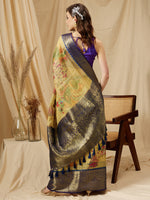 Thumbnail for Yellow Munga Silk Digital Print Floral Saree with Unstitched Blouse - Hiral Fashion - Distacart