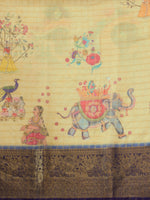 Thumbnail for Yellow Munga Silk Digital Print Floral Saree with Unstitched Blouse - Hiral Fashion - Distacart