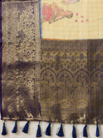 Thumbnail for Yellow Munga Silk Digital Print Floral Saree with Unstitched Blouse - Hiral Fashion - Distacart