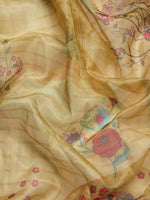 Thumbnail for Yellow Munga Silk Digital Print Floral Saree with Unstitched Blouse - Hiral Fashion - Distacart