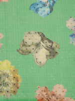 Thumbnail for Green Chiffon Digital Print Floral Saree with Unstitched Blouse - Hiral Fashion - Distacart