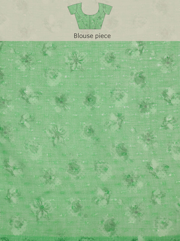 Green Chiffon Digital Print Floral Saree with Unstitched Blouse - Hiral Fashion - Distacart
