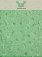 Thumbnail for Green Chiffon Digital Print Floral Saree with Unstitched Blouse - Hiral Fashion - Distacart