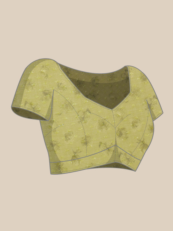 Olive Chiffon Digital Print Floral Saree with Unstitched Blouse - Hiral Fashion - Distacart