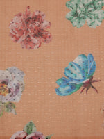 Thumbnail for Peach Chiffon Digital Print Floral Saree with Unstitched Blouse - Hiral Fashion - Distacart