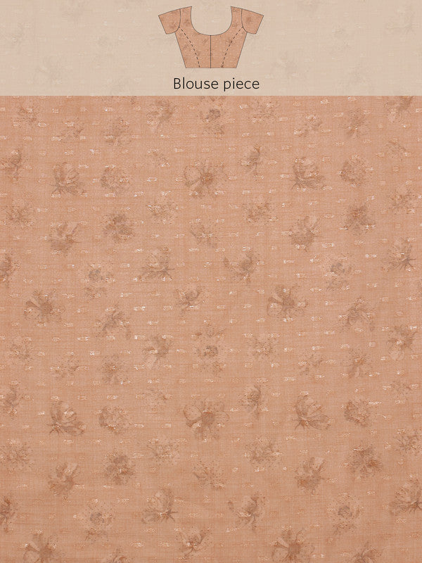 Peach Chiffon Digital Print Floral Saree with Unstitched Blouse - Hiral Fashion - Distacart