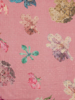 Thumbnail for Pink Chiffon Digital Print Floral Saree with Unstitched Blouse - Hiral Fashion - Distacart