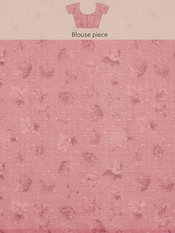 Pink Chiffon Digital Print Floral Saree with Unstitched Blouse - Hiral Fashion - Distacart