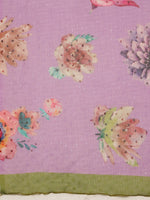 Thumbnail for Purple Chiffon Digital Print Floral Saree with Unstitched Blouse - Hiral Fashion - Distacart
