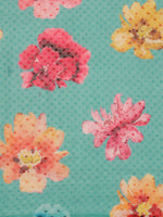 Thumbnail for Turquoise Chiffon Digital Print Floral Saree with Unstitched Blouse - Hiral Fashion - Distacart