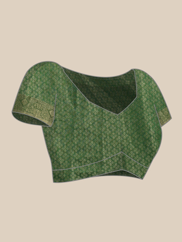 Green Cotton Digital Print Floral Saree with Unstitched Blouse - Hiral Fashion - Distacart