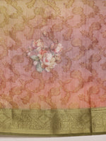 Thumbnail for Olive Cotton Digital Print Floral Saree with Unstitched Blouse - Hiral Fashion - Distacart