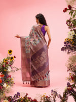 Thumbnail for Gray Cotton Digital Print Floral Saree with Unstitched Blouse - Hiral Fashion - Distacart