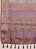 Thumbnail for Gray Cotton Digital Print Floral Saree with Unstitched Blouse - Hiral Fashion - Distacart