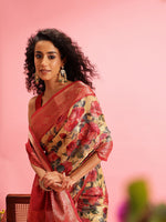 Thumbnail for Mustard Cotton Digital Print Floral Saree with Unstitched Blouse - Hiral Fashion - Distacart