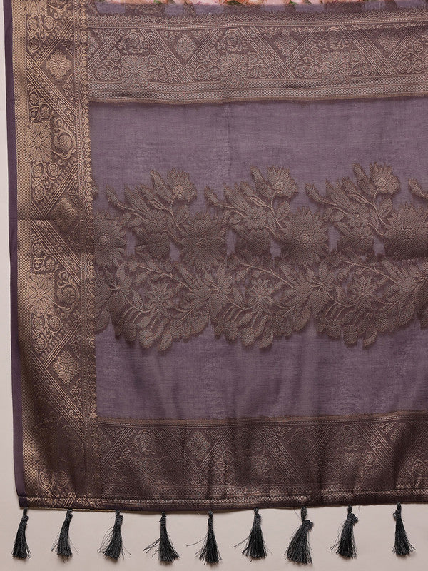 Pink Cotton Digital Print Floral Saree with Unstitched Blouse - Hiral Fashion - Distacart