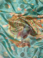Thumbnail for Turquoise Art Silk Printed Polka Dots Saree with Unstitched Blouse - Hiral Fashion - Distacart