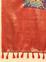 Thumbnail for Blue Silk Blend Digital Print Bandhani Saree with Unstitched Blouse - Hiral Fashion - Distacart