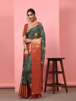 Thumbnail for Green Silk Blend Digital Print Bandhani Saree with Unstitched Blouse - Hiral Fashion - Distacart