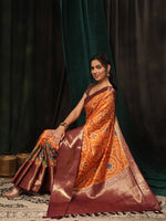 Thumbnail for Orange Silk Blend Digital Print Bandhani Saree with Unstitched Blouse - Hiral Fashion - Distacart