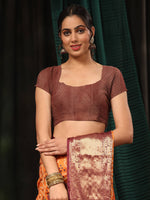 Thumbnail for Orange Silk Blend Digital Print Bandhani Saree with Unstitched Blouse - Hiral Fashion - Distacart