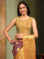 Thumbnail for Purple Silk Blend Digital Print Bandhani Saree with Unstitched Blouse - Hiral Fashion - Distacart