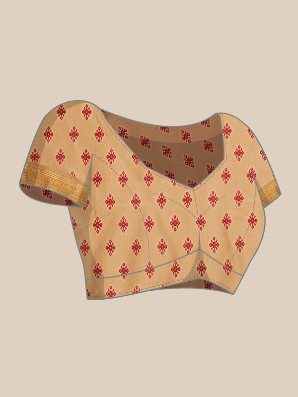 Maroon Silk Blend Digital Print Ikkat Saree with Unstitched Blouse - Hiral Fashion - Distacart