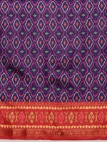 Thumbnail for Royal Blue Silk Blend Digital Print Ikkat Saree with Unstitched Blouse - Hiral Fashion - Distacart