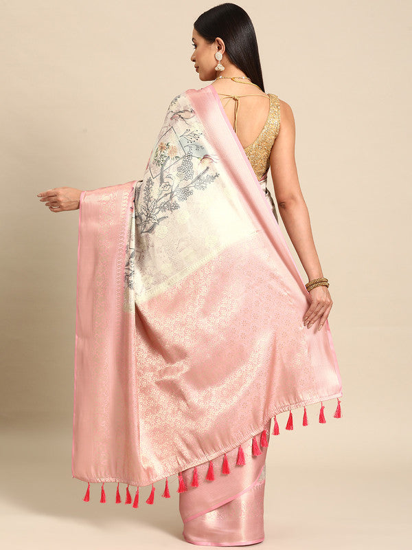 Multicolor Art Silk Woven Zari Design Kalamkari Saree with Unstitched Blouse - Hiral Fashion - Distacart