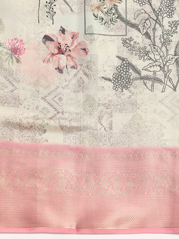 Multicolor Art Silk Woven Zari Design Kalamkari Saree with Unstitched Blouse - Hiral Fashion - Distacart