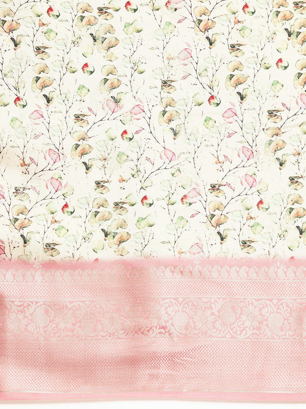 Multicolor Art Silk Woven Zari Design Kalamkari Saree with Unstitched Blouse - Hiral Fashion - Distacart