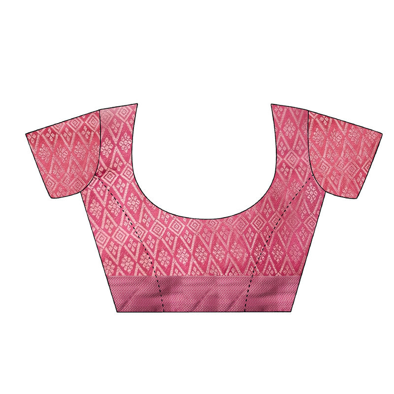 Pink Art Silk Printed Floral Saree with Unstitched Blouse - Hiral Fashion - Distacart