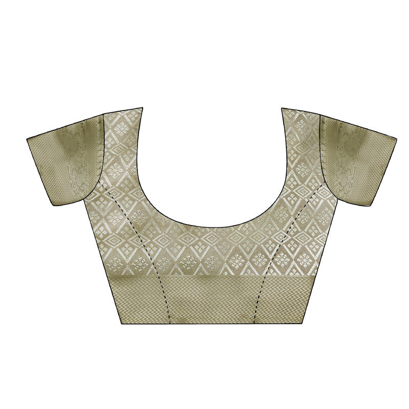 Olive Art Silk Printed Floral Saree with Unstitched Blouse - Hiral Fashion - Distacart