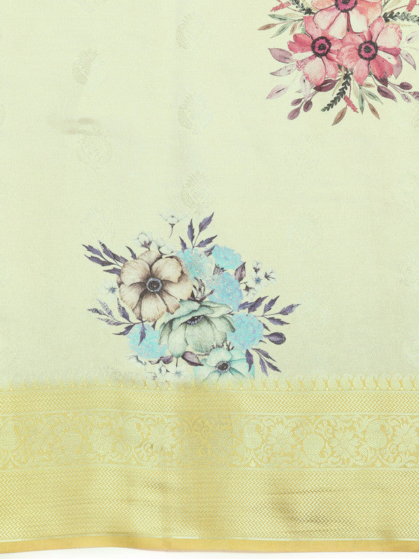 Multicolor Art Silk Woven Zari Design Floral Saree with Unstitched Blouse - Hiral Fashion - Distacart
