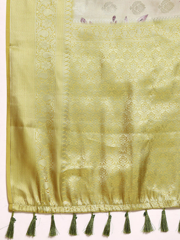Multicolor Art Silk Woven Zari Design Floral Saree with Unstitched Blouse - Hiral Fashion - Distacart
