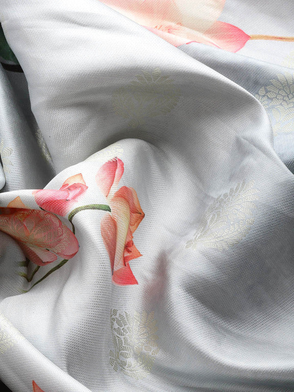 Multicolor Art Silk Woven Zari Design Floral Saree with Unstitched Blouse - Hiral Fashion - Distacart