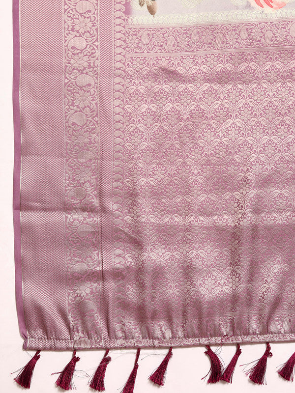 Multicolor Art Silk Woven Zari Design Floral Saree with Unstitched Blouse - Hiral Fashion - Distacart