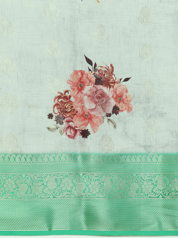 Multicolor Art Silk Woven Zari Design Floral Saree with Unstitched Blouse - Hiral Fashion - Distacart